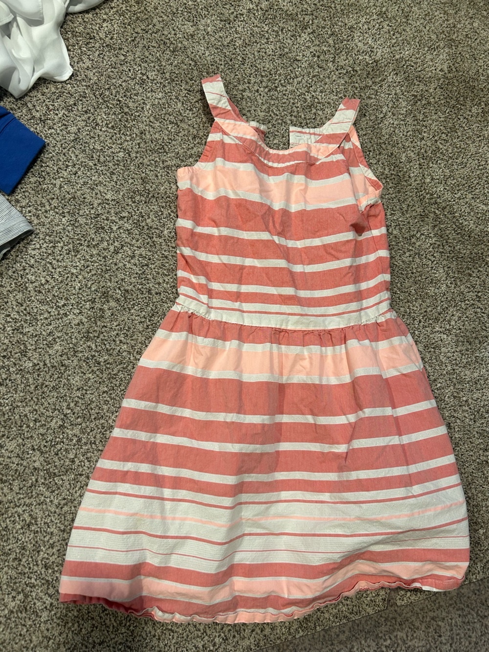 Girls' Coral and White Striped Sundress